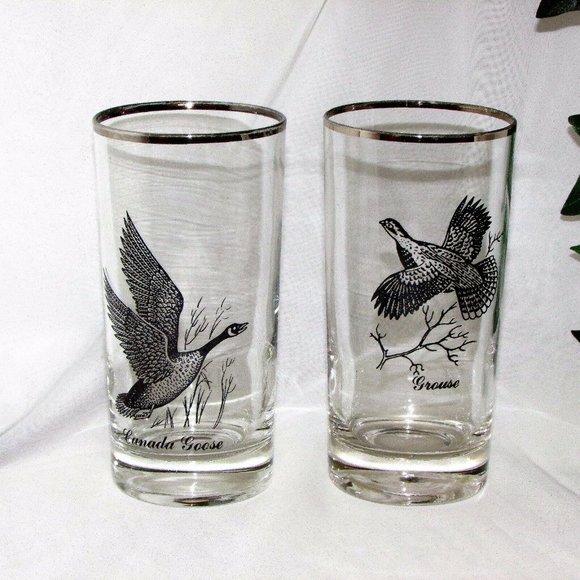 Federal Glass Sportsman 6 Vintage Water or Highball Glasses Game Birds MCM - Picture 4 of 8